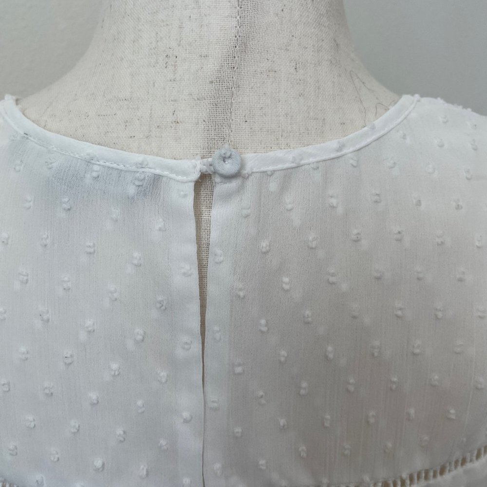 Daniel Rainn Swiss Dot Embroidered Lace Flouncy Peplum Sleeveless Blouse - Picture 4 of 14